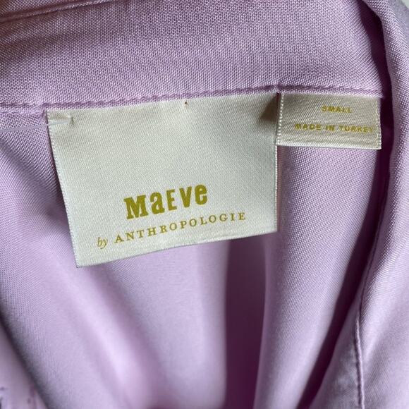 Anthropologie  Maeve Sandbridge Lavander Front Tie Button Down Blouse Top shirt - Picture 5 of 7